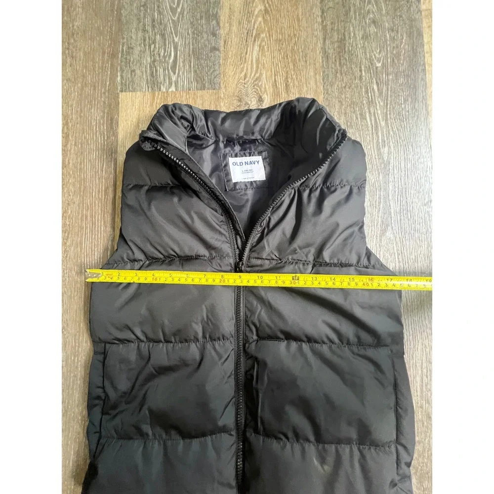 Old‎ Navy Puffer Vest Kids Large 10-12 Black Water-Resistant Quilted Full-Zip